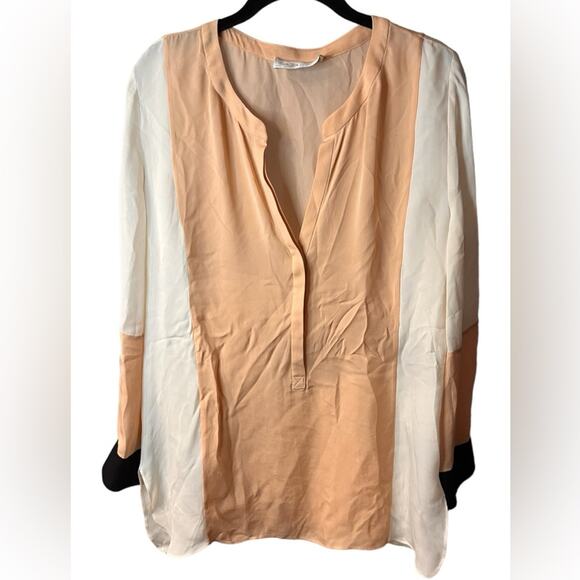 A.L.C 100% Silk Colorblock Blouse Medium - Picture 1 of 10